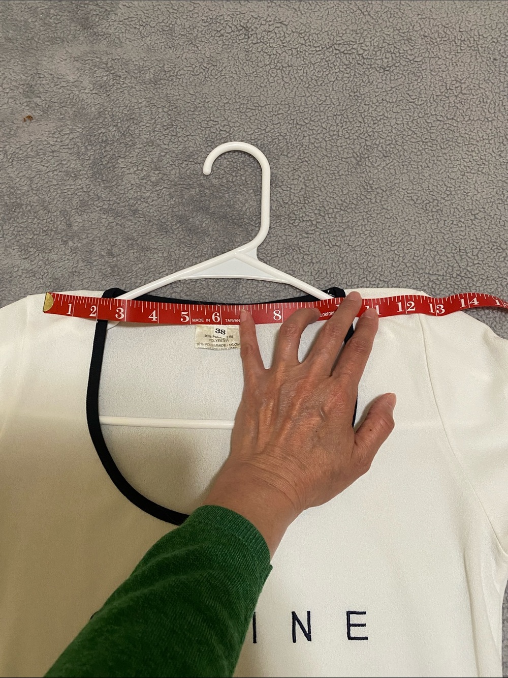 Celine White Scoop Neck Tee with Black Trim and Logo - Picture 6 of 11